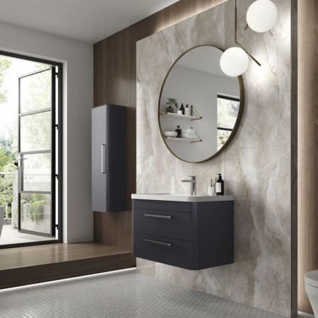 SOL302 Hudson Reed Solar Wall Hung 600mm Cabinet with Polymarble Basin Indigo Blue Bathroom Setting