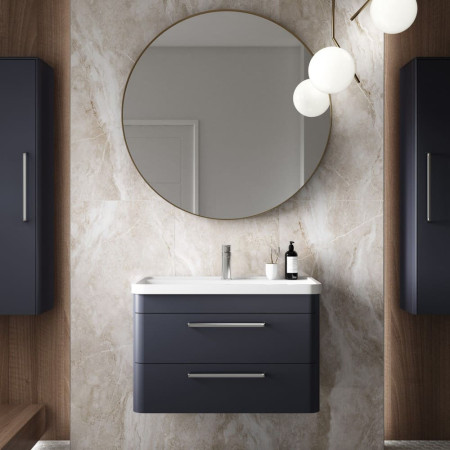 Hudson Reed Solar 600mm Wall Hung Indigo Blue Vanity Unit with Basin