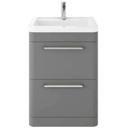 SOL201A Hudson Reed Solar Floor Standing 600mm Cabinet with Ceramic Basin Cool Grey