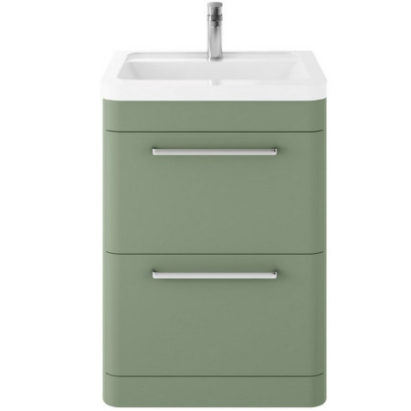 SOL801A Hudson Reed Solar Floor Standing 600mm Cabinet with Ceramic Basin Fern Green