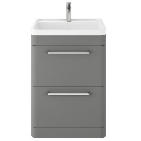 SOL201 Hudson Reed Solar Floor Standing 600mm Cabinet with Polymarble Basin Cool Grey