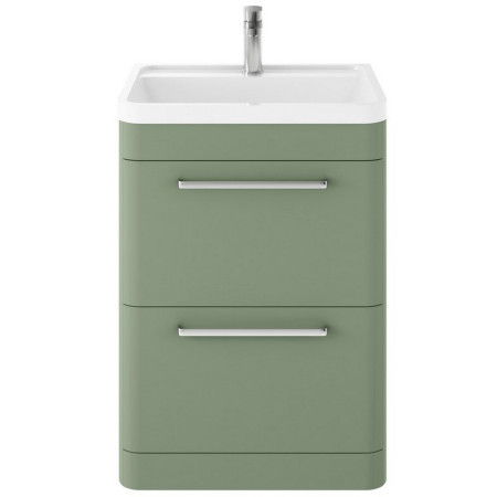 Hudson Reed Solar 600mm Floor Standing Fern Green Vanity Unit with Basin