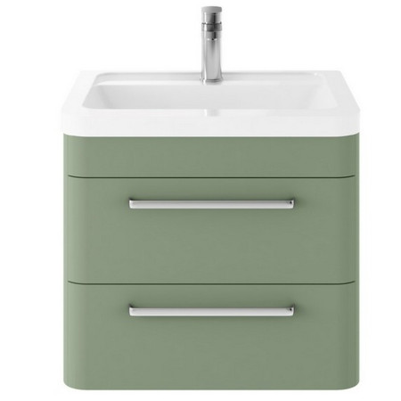 SOL802A Hudson Reed Solar Wall Hung 600mm Cabinet with Ceramic Basin Fern Green