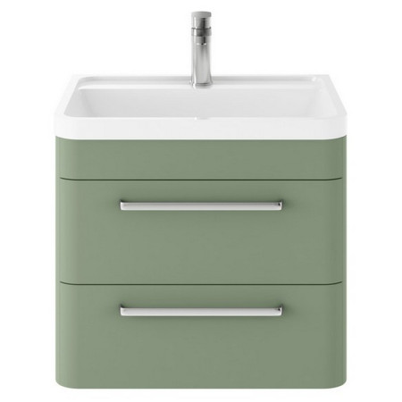 Hudson Reed Solar 600mm Wall Hung Fern Green Vanity Unit with Basin