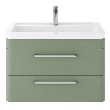 SOL804A Hudson Reed Solar Wall Hung 800mm Cabinet with Ceramic Basin Fern Green
