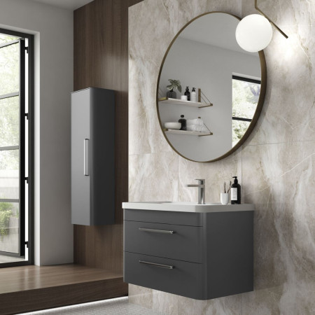 SOL204 Hudson Reed Solar 800mm Wall Hung Cool Grey Vanity Unit with Basin Bathroom Setting