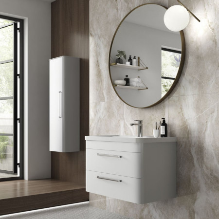 SOL104 Hudson Reed Solar 800mm Wall Hung Pure White Vanity Unit with Basin Bathroom Setting