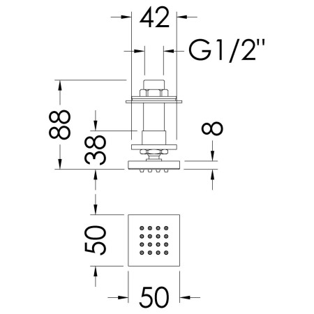 A354 Hudson Reed Square Body Jet Line Drawing