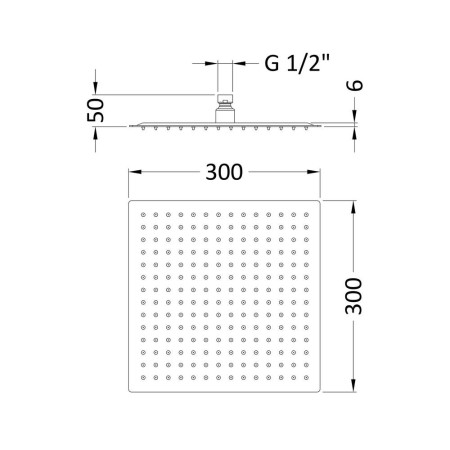 HEAD58 Hudson Reed Square Slim Stainless Steel 300 x 300mm Fixed Shower Head (2)