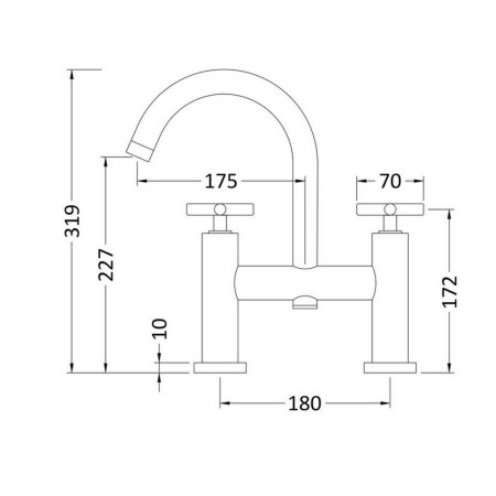 TEX853 Hudson Reed Tec Crosshead Brushed Brass Bath Filler (2)
