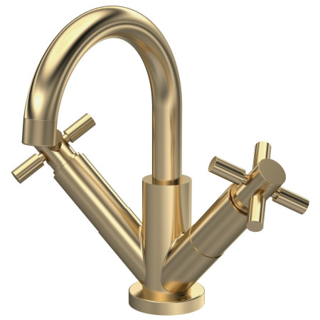 Hudson Reed Tec Crosshead Brushed Brass Mono Basin Mixer & Waste