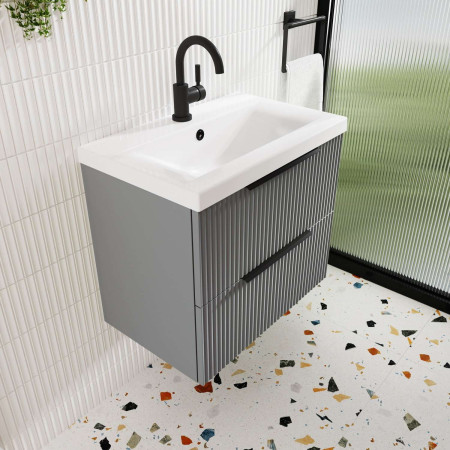 PN480 Hudson Reed Tec Lever Black Side Action Basin Mixer & Waste Lifestyle