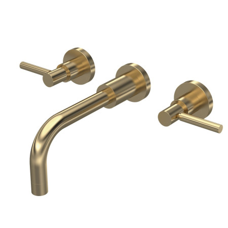 TEL817 Hudson Reed Tec Lever Brushed Brass Wall Mounted Basin Mixer (1)