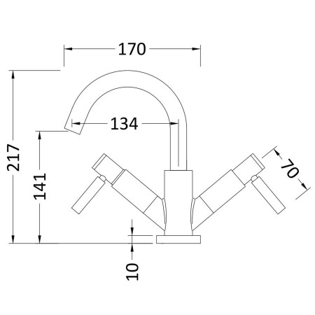 TEL315 Hudson Reed Tec Lever Mono Basin Mixer with Waste Dimensions