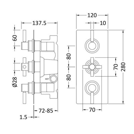 A3023 Hudson Reed Tec Pura Triple Thermostatic Shower Valve With Diverter (2)