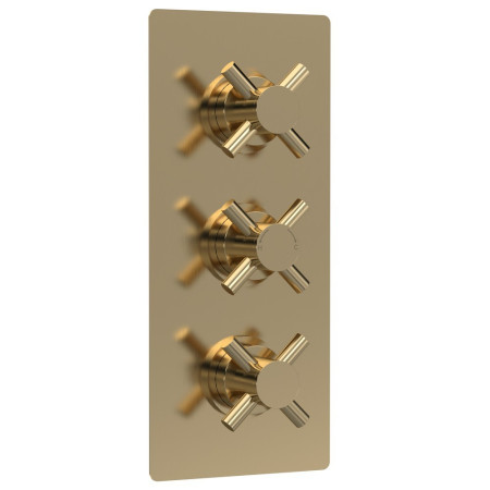 KRI8023 Hudson Reed Tec Triple Crosshead Thermostatic Shower Valve with Diverter in Brushed Brass (1)