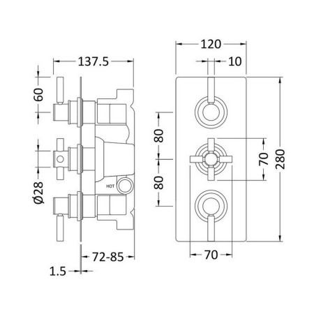A4003 Hudson Reed Tec Triple Thermostatic Shower Valve in Matt Black (2)