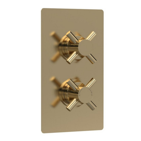 KRI8207 Hudson Reed Tec Twin Crosshead Shower Valve with Diverter in Brushed Brass (1)