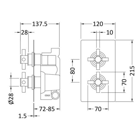 KRI4207 Hudson Reed Tec Twin Crosshead Shower Valve with Diverter in Matt Black (2)