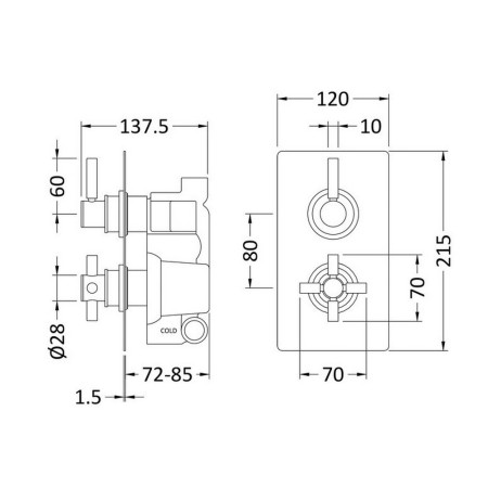 A8003V Hudson Reed Tec Twin Thermostatic Shower Valve in Brushed Brass (2)