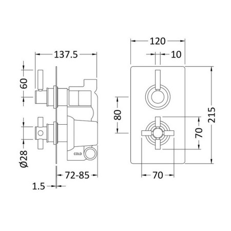 A4003V Hudson Reed Tec Twin Thermostatic Shower Valve in Matt Black (2)