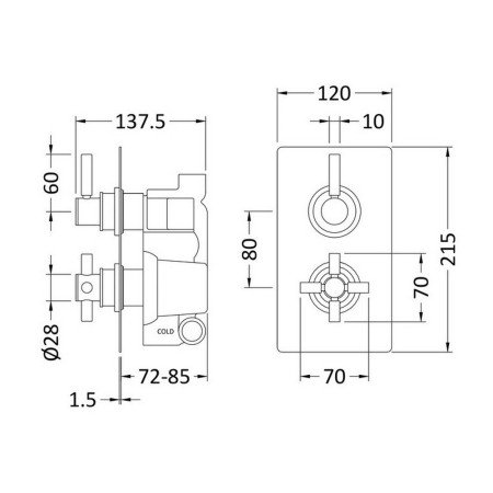 A4007 Hudson Reed Tec Twin Thermostatic Shower Valve with Diverter in Matt Black (2)