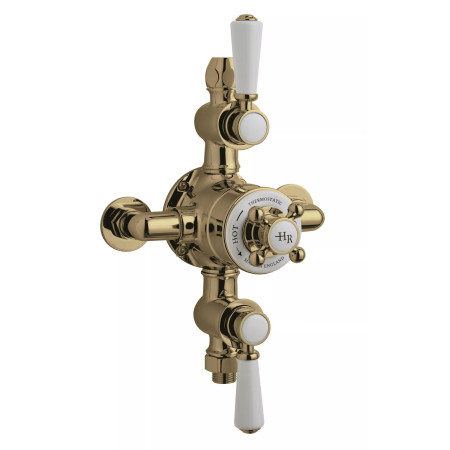 Hudson Reed Topaz Brushed Brass Triple Exposed Thermostatic Shower Valve