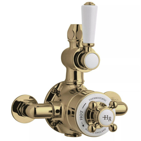 Hudson Reed Topaz Brushed Brass Twin Exposed Thermostatic Shower Valve