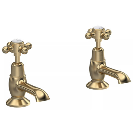 Hudson Reed Topaz Crosshead Dome Brushed Brass Basin Taps