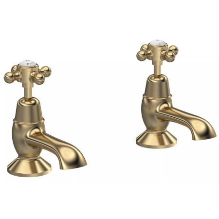 Hudson Reed Topaz Crosshead Dome Brushed Brass Bath Taps