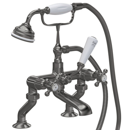 Hudson Reed Topaz Crosshead Dome Brushed Pewter Bath Shower Mixer