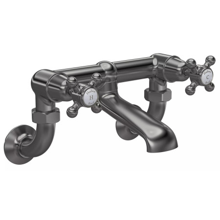 Hudson Reed Topaz Crosshead Dome Brushed Pewter Wall Mounted Bath Filler