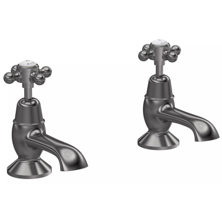 Hudson Reed Topaz Crosshead Dome Collar Bath Taps in Brushed Pewter