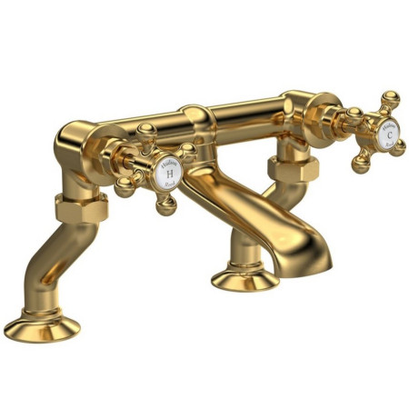 Hudson Reed Topaz Crosshead Hexagonal Brushed Brass Bath Filler