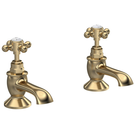 Hudson Reed Topaz Crosshead Hexagonal Brushed Brass Bath Taps