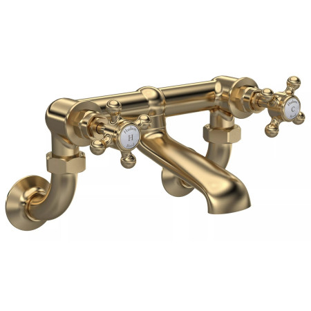 Hudson Reed Topaz Crosshead Hexagonal Brushed Brass Wall Mounted Bath Filler