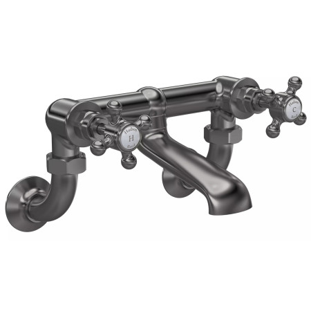 Hudson Reed Topaz Crosshead Hexagonal Brushed Pewter Wall Mounted Bath Filler