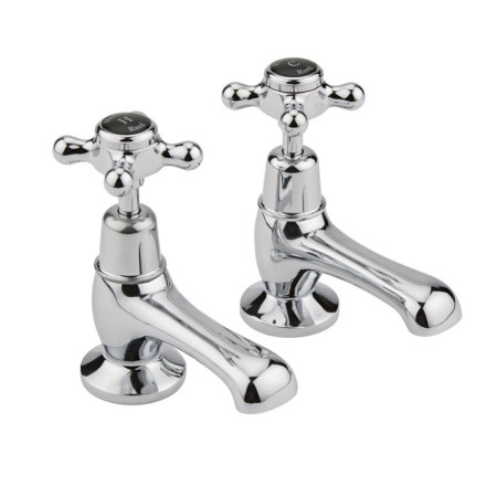 Hudson Reed Topaz Dome Collar Basin Taps (Black Indices)