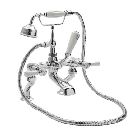 Hudson Reed Topaz Dome Collar Bath Shower Mixer with White Lever Handles