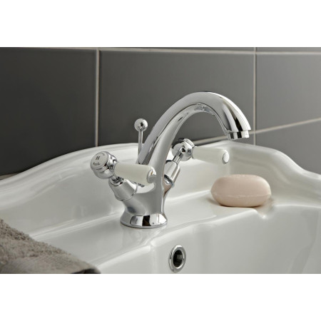 Hudson Reed Topaz Dome Collar White Lever Mono Basin Mixer