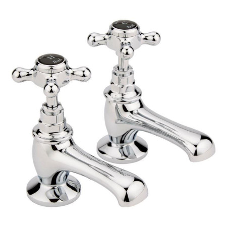 Hudson Reed Topaz Hexagonal Collar Basin Taps (Black Indices)