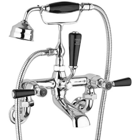 Hudson Reed Topaz Hexagonal Collar Bath Shower Mixer - Wall Mounted - Black Lever Handles