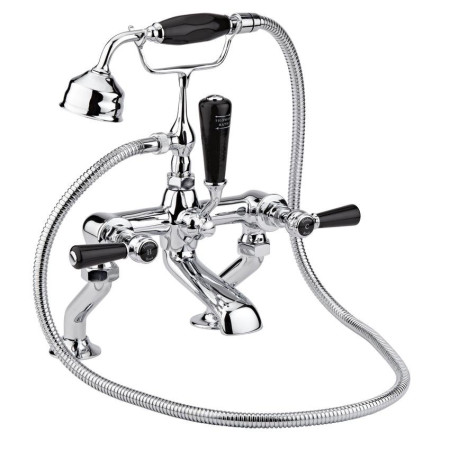 Hudson Reed Topaz Hexagonal Collar Bath Shower Mixer with Black Lever Handles
