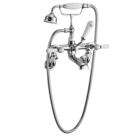 Hudson Reed Topaz Hexagonal Collar Bath Shower Mixer with White Lever Handles