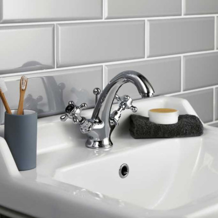 Hudson Reed Topaz Hexagonal Collar Mono Basin Mixer (Black Indices)