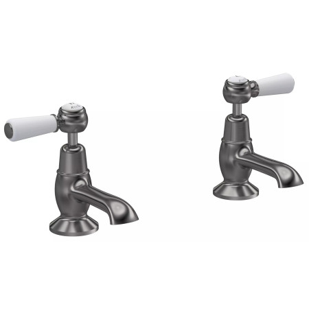 Hudson Reed Topaz Lever Dome Basin Taps in Brushed Pewter