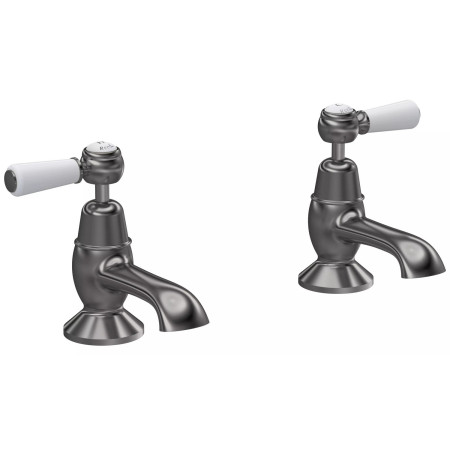 Hudson Reed Topaz Lever Dome Bath Taps in Brushed Pewter