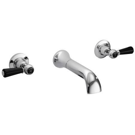 Hudson Reed Topaz Lever Dome Black 3TH Wall Mounted Basin Mixer