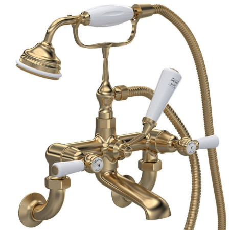 Hudson Reed Topaz Lever Dome Brushed Brass Wall Mounted Bath Shower Mixer