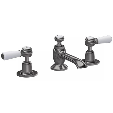 Hudson Reed Topaz Lever Dome Brushed Pewter 3TH Basin Mixer with Waste